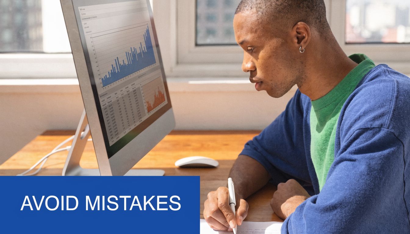 A young man focused on analyzing financial charts and data on his computer screen while taking notes.