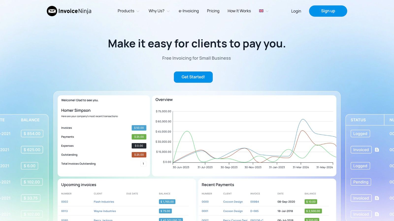 Invoice Ninja (Free Hosted or Open Source)