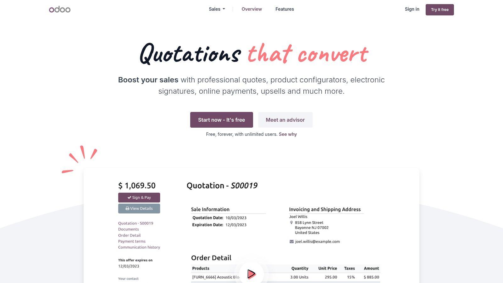Odoo Sales (One App Free)