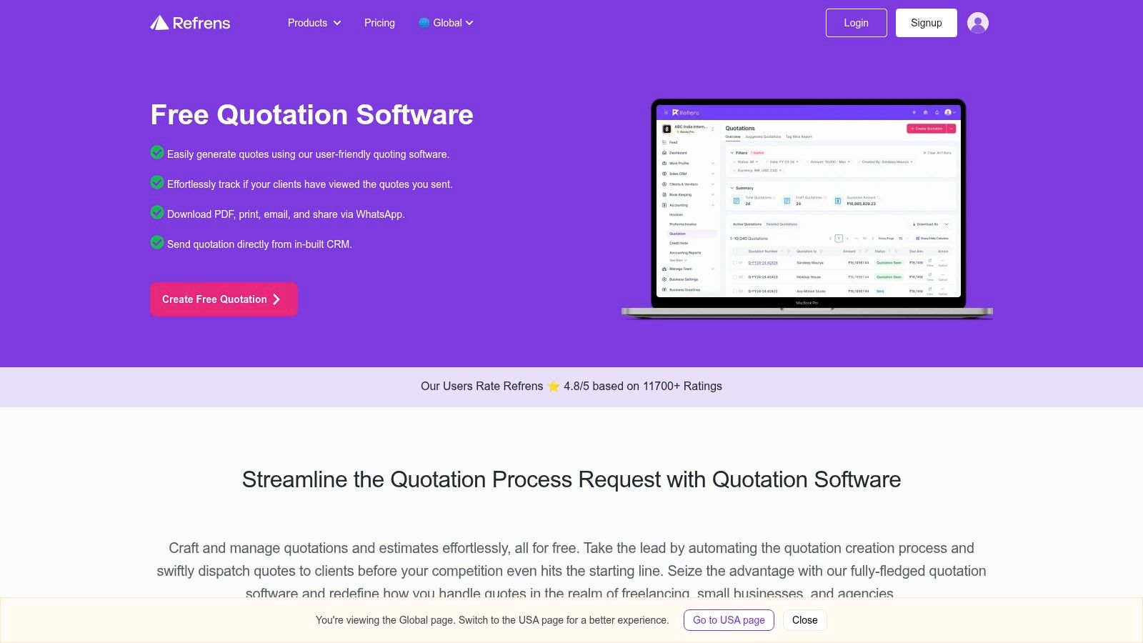 Refrens Free Quotation Software