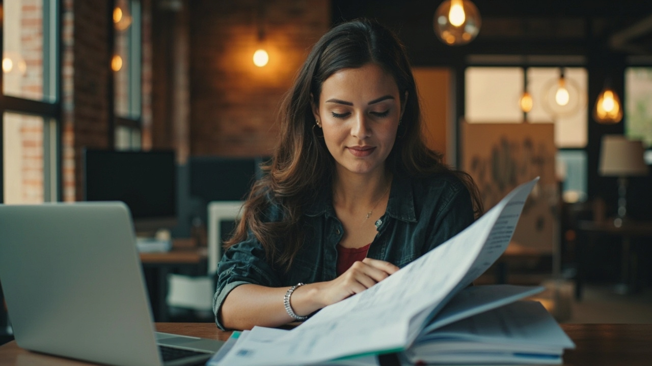 Professional bookkeeper reviewing documents for a bookkeeping cleanup and catch-up engagement