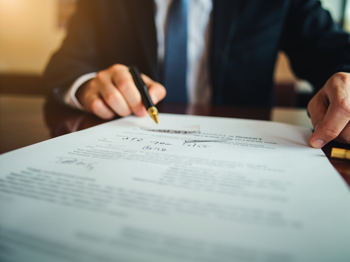 Financial advisor presenting a signed fiduciary client agreement on a conference table