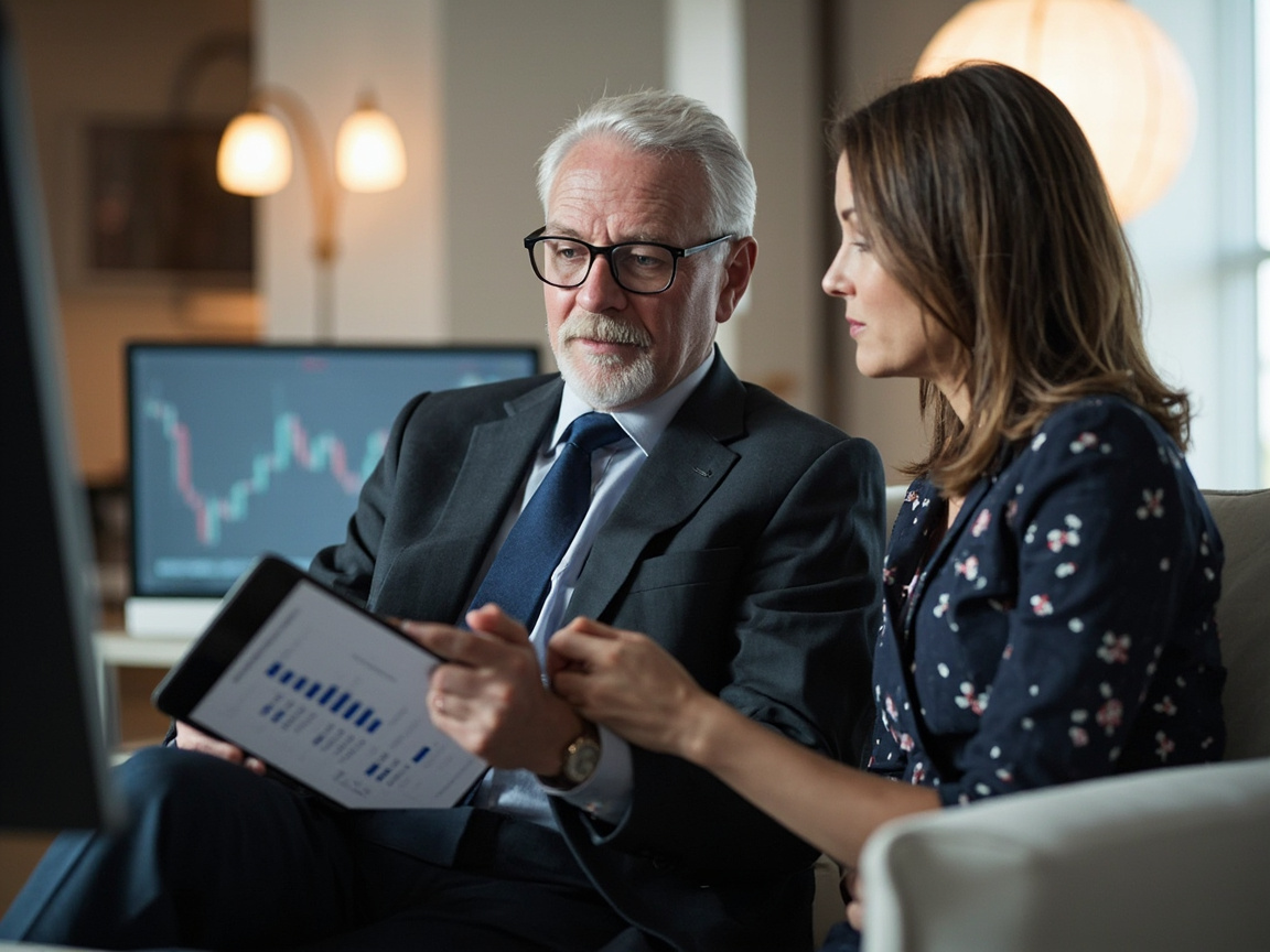 High net worth client reviewing portfolio with a fiduciary wealth management advisor
