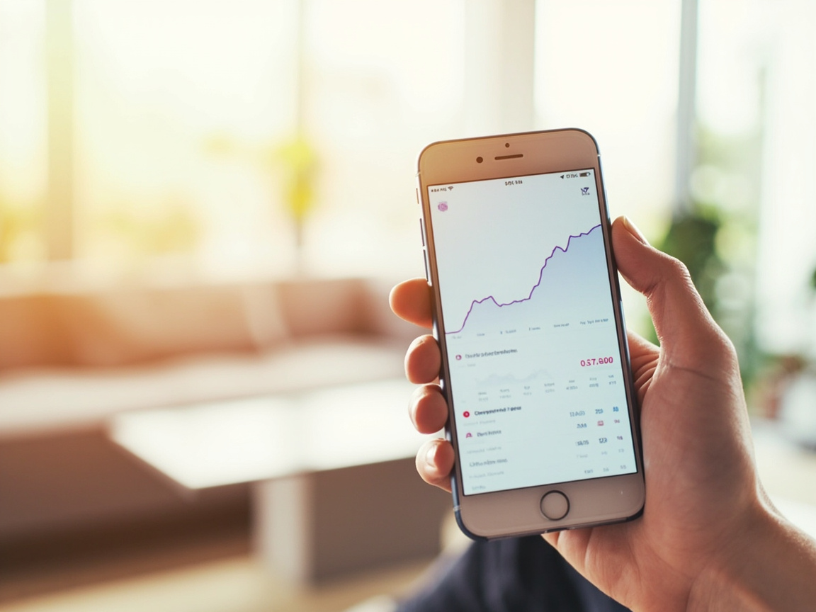 Smartphone showing investment portfolio growth chart — investing step in a personal financial plan
