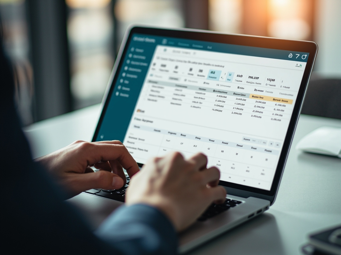 Small business payroll compliance dashboard on a laptop showing employee tax withholding categories
