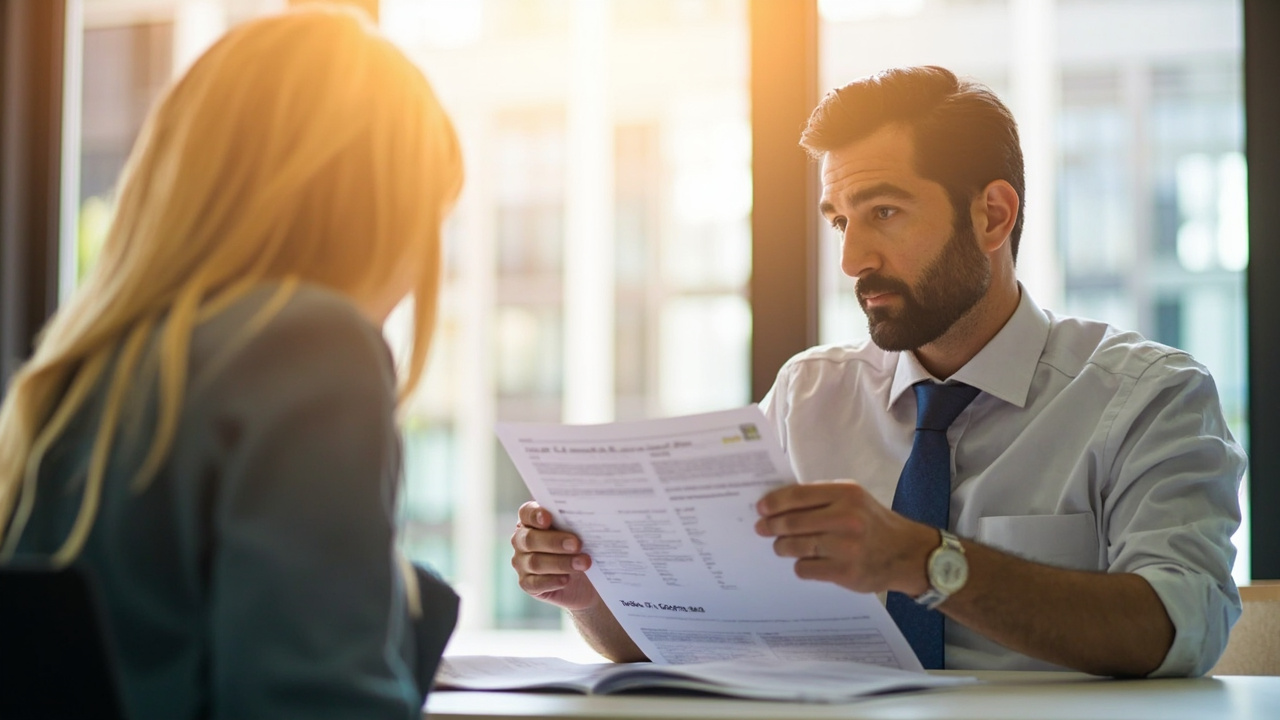 Small business owner and financial advisor reviewing a tax planning strategy together at a desk