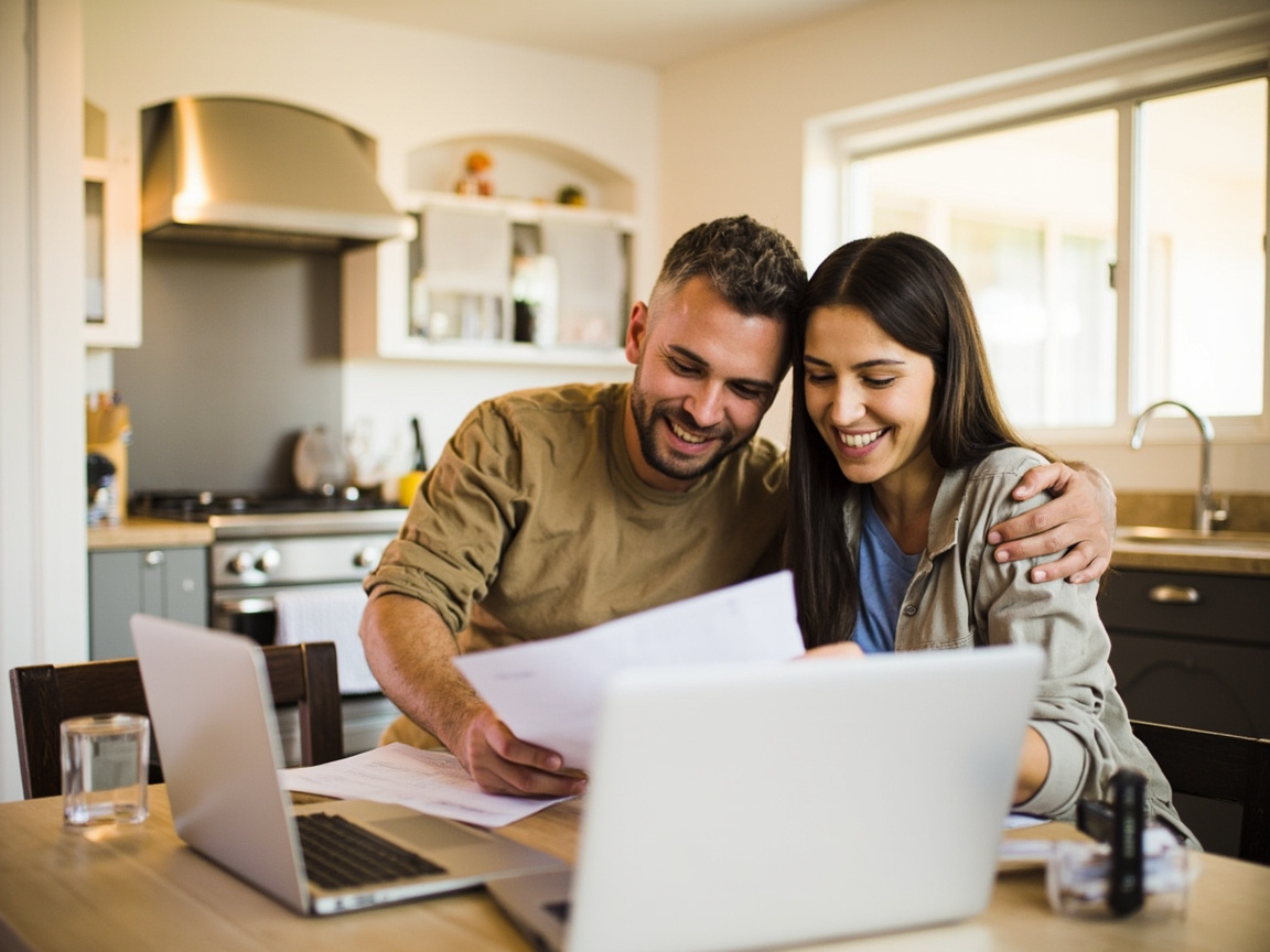 A couple reviewing financial documents after a major life event, prompting the question of when to hire a financial advisor